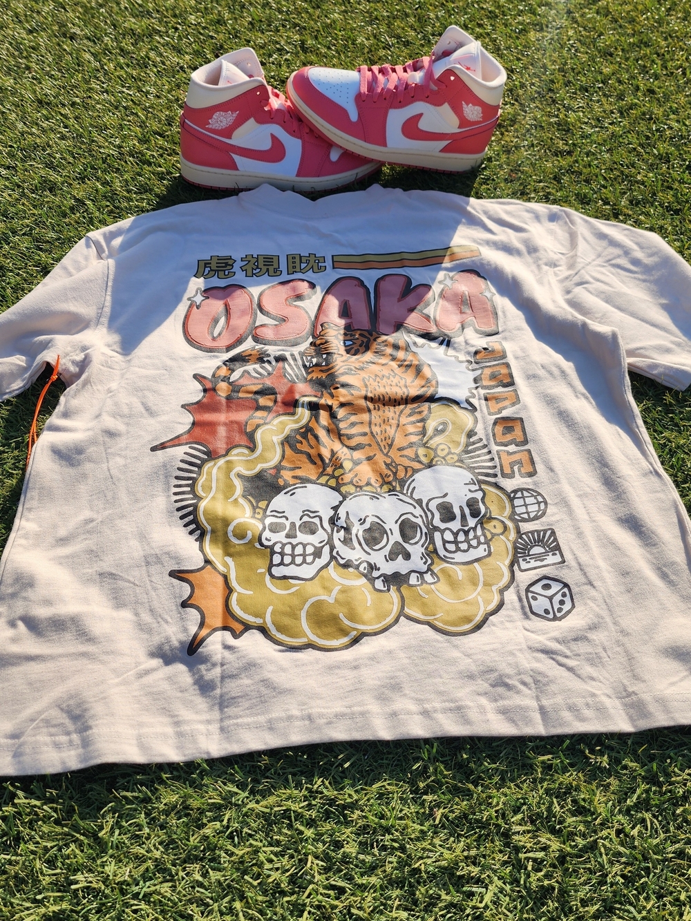 BUNDLE ALERT-Osaka Graphic Tee with Pink/White Air Jordan 1s